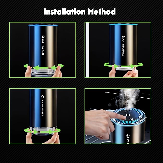 Smart Car Air Freshener - Automatic Essential Oils Aroma Diffuser - Rechargeable Auto On/Off Fragrance Fresheners with Starry Lights Projector - 3 Adjustable Mode Scent Purifier with 50mL Perfume