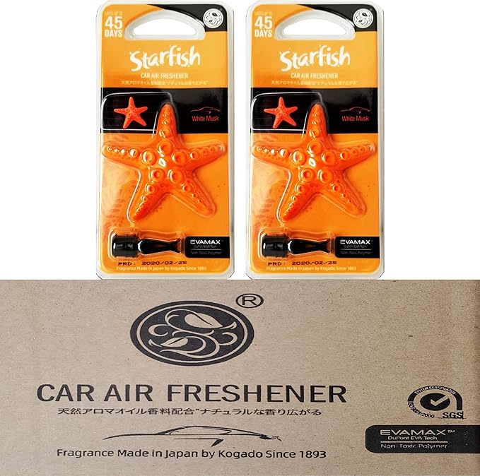 YirehStore Air Freshener EVAMAX White Musk Scent Japanese Vent Clip car air freshener 2-Pack,Last Long up to 45 Days Heavy Duty Fragrance,Solid freshener,no Risk of Spills,Starfish Design