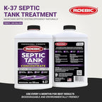 Roebic K-37-Q-C1500-4 Septic Tank Treatment: 32 oz, 16 oz Concentrate, Safe for All Plumbing Systems, Colorless Formula