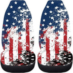ELEQIN America Flag 2 Pack Front Car Seat Covers Universal Seat Protector Car Interior Decor Mat Covers for Auto SUV Van Truck Car Interior Decor
