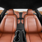 Seat Cover for Ford Mustang Coupe 2015-2026 Custom Fit Faux Leather Car Seat Covers for Mustang Coupe Fastback GT/V6/EcoBoost Full Set-(M-Brown)