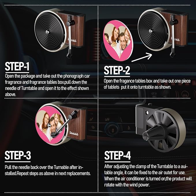 WOCOCN Customized Photo Car Air Freshener, Double-Sided Record Player Design, Unique Turntable Vinyl Shape,Meaning Gifts for Dad, Mom, Friends, Colleagues（9pcs）