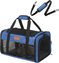 Pet Carrier Airline Approved 17x11x9.5 in - Underseat, Top & Side Entry Soft Dog Cat Travel Carrier with Safety Zippers ＆ Anti-Scratch Mesh for Small Cat and Dog for Pets Up to 10 Lb - Blue