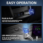 4WDKING Car Air Purifier Ionizer, 12V Plug-in Car Air Freshener Gadgets with Dual USB Charger Removes Cigarette Smoke, Pet and Food Odor, Ionic Ozone (Black)