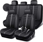 CAR PASS 3D Foam Mesh Leather Car Seat Covers Full Set, Breathable Premium Leather Seat Covers for Car,Anti Slip Universal Fit for Trucks Cars Sedans Vans SUVs, Airbag Compatible, Black Gray