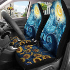 GENANY Nightmare Skeleton Car Seat Covers Set of 2, Starry Night Breathable Front Seat Covers for Truck Sedan SUV, Spooky Car Accessories, Spooky Gift for Women Men