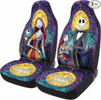 GENANY Nightmare Skellington Car Seat Covers Set of 2, Horror Couple Breathable Front Seat Covers for Truck Sedan SUV, Spooky Car Accessories, Horror Gift for Women Men