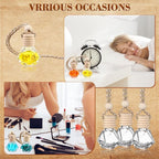 50pcs 8ml Hanging Car Air Freshener Empty Clear Glass Essential Oil Aromatherapy Fragrance Perfume Pendant Glass Vials with Wooden Caps Hanging String Car Diffuser Bottles