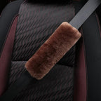 Soft & Cozy Australian Sheepskin Car Seat Belt Covers,2 Pack Fluffy Seatbelt Pads, Genunie Sheepskin Fur Shoulder Straps Cushions for Adults Kids Women and Men (Chocolate)