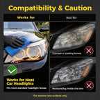 Ceramic Car Headlight Restoration Kit, No Sanding, Removes Yellowing and Cloudiness, Restores Clarity to Like New Look, No Power Tools Needed, Wipe Rinse Coat for Car Truck SUV-2 Pack
