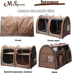 Mispace Portable Twin Compartment Show House Cat Cage/Condo - Easy to Fold & Carry Kennel - Comfy Puppy Home & Dog Travel Crate with Portable Carry Bag/Two Hammocks/Mats and Collapsible Litter Box