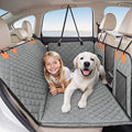 HOTEAGLE Car seat Cover for 2 Dogs, 100% Waterproof Scratch Proof Nonslip Dog car seat Cover for Back seat, Dog Hammock for car Hard Bottom Holds 400lbs, Standard（ Grey）