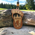 Personalized Car Air Freshener, Wood Diffuser and Fragrance Oil Set, Custom Message, Rearview Mirror Charm, Bigfoot Believe, Sasquatch, Auto Accessory for Men or Women (Honey Almond)