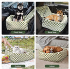 Dog Car Seat for Small Dogs,Medium Dog Car Bed with Detachable Washable Cover,Pet Puppy Booster Cars Seats with Safety Belt Up to 30 lbs(Grid Green)