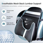 FLORICH Memory Foam Double Layer Breathable Mesh Lumbar Support Ergonomic Leather Lumbar Support Pillow with 3D Mesh Back Support and Adjustable Strap for CarSeat & Office Chair(Black)