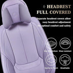 Coverado Universal Seat Covers Front, 2-Pack Universal Seat Covers for Cars, Waterproof Nappa Leather Car Seat Covers with Head Pillow, Auto Protectors Fit for Most Sedans SUV Pick-up Truck-Purple