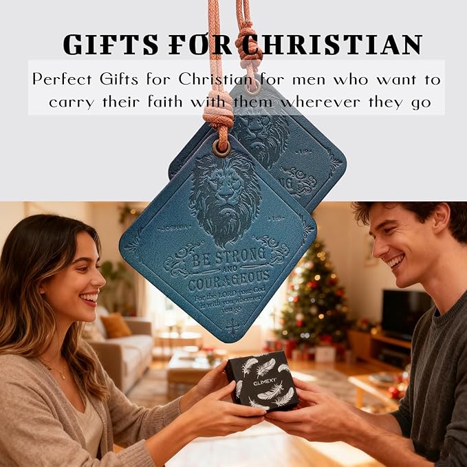 Leather Air freshener for Car Leather Car Scents Air Freshener Encouragement Gifts for Christian Men Be Strong and Courageous Lion Christian Gifts for Men Unique