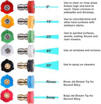 PWACCS Pressure Washer Pivoting Coupler Kit, 240 Degree Rotation, Pressure Washer Accessories Kit Including Gutter Cleaner Attachment and 7 Spray Nozzle Tips with Holder, 1/4" Quick Connect, 4500 PSI