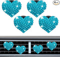 4PCS Heart-Shaped Car Vent Clip with Rhinestone, Vent Clip Car Accessories, Sparkly Rhinestone Bling Diamond Freshener Holder, Air Conditioning Outlet Ornament for Women Girls (Blue, Style1)