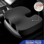 Skechers Memory Foam Seat Cushion,Office Chair Cushion for Tailbone Pain Relief,Butt Pillow for Office Chair,Car seat Cushion,Computer Desk,Long Sitting Office Workers,and Car Drivers,Black