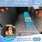 Hard Bottom Car Seat Cover for Dogs - 40% More Activity Space, Functions as Hammock and Flat Platform, Waterproof & Odorless, Non-Slip for Large Dogs, Fits Most Cars, Trucks, SUVs