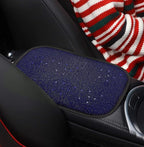 Bling Bling Car Armrest Cover Auto Center Console Protective Cover Luster Crystal Rhinestone Car Arm Rest Cushion Pad Car Interior Accessory (Bling-Blue)