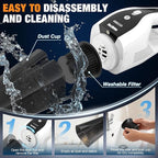 Handheld Vacuum Cordless, Ultra-Strong Suction Car Vacuum Portable Cordless, Rechargeable Hand Held Car Vacuum Cleaner High Power with Brushless Motor&Washable Filter for Car, Home, Pets, White&Black