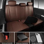CAR PASS Nappa Leather Car Seat Covers Full Set, Luxury Seat Protector for Cars, Waterproof Anti-Slip Seat Cushion Armrest Compatible Airbag Universal for Sedan SUV Pick-up Truck Auto,Brown