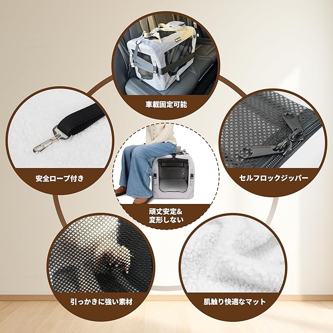 Large Cat Carrier for Cats Collapsible Soft Pet XL Crate for Large/Medium Cats 15lbs+, Car Travel Portable Bag with Water Bottle Slot Ideal for Long Trips (Grey, 20.0"L x 14.0"W x 14.0"H)