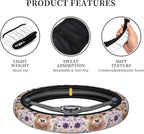 Highland Cow Print Steering Wheel Cover Car Accessories for Men Women with 2 Air Freshener, 15 Inch Anti-Slip Steering Wheel Covers Universal Fit