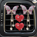 4 Pcs Pink Bling Butterfly and Heart Car Air Fresheners Vent Clips Diffuser Vent Clip Rhinestone Diamond Decoration Car Interior Decor Cute Accessories for Women, Automotive Air Fresheners (Red, 2)