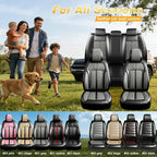 Fit Blazer Car Seat Covers for Select Chevrolet/Chevy Blazer 2019-2026, Premium Full Coverage Leather, Airbag Compatible, Waterproof All Weather Seat Cushion Protector, Front Pair Black+Gray