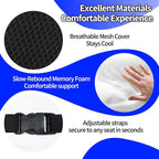 Lumbar Support Pillow for Car & Office Chair - High-Density Memory Foam for Sciatica & Lower Back Pain Relief - Non-Slip Back Support Cushion for Long Commutes & Desk Workers (3D Mesh Black)