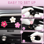 LivTee 6 Pack Cute Daisy Flower Car Vent Clips, Air Freshener Car Accessories, Air Vent Clips for Women and Girls, Flower Vent Clips for Car Interior Decoration(3cm, 3.3cm, Red, Pink, White)