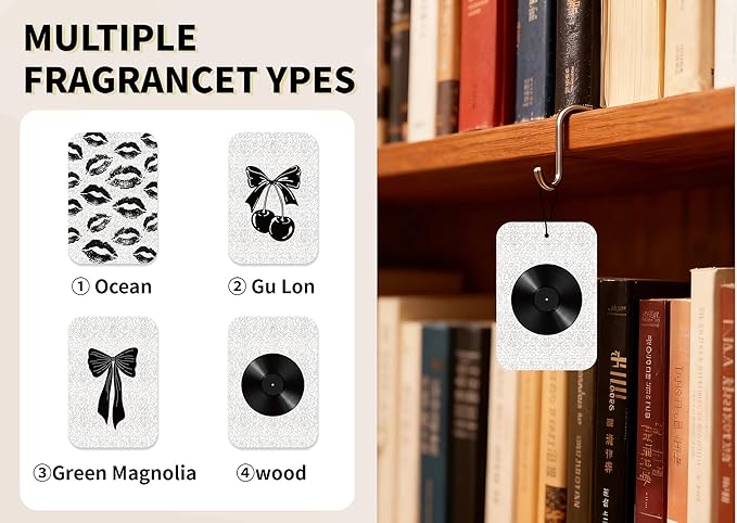 Black Coquette Car Fresheners, 4pcs Bow Car Accessories Interior, Mirror Decor For Women, Air Freshener Hanging For Bathroom Dorm Books Bedroom Closet Drawer, Girly Accessories Gifts For Girls -06