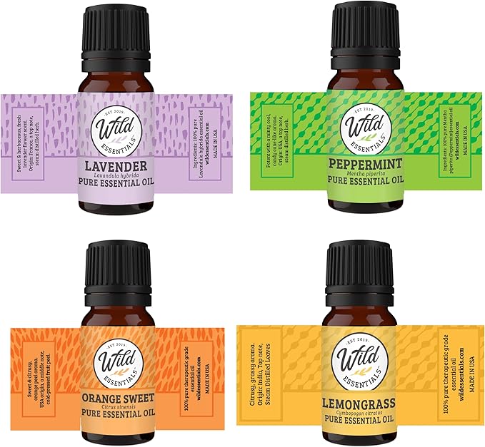 Wild Essentials Nautical Star Essential Oil Car Vent Diffuser Kit with Lavender, Lemongrass, Peppermint, Orange Oils, Stainless Steel Locket Pendant, 8 Refill Pads, Customizable Color Changing Air