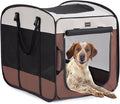 DONORO Dog Kennels and Crates for Medium Dogs, Portable Pop Up Indoor Pet Cage with Sturdy Wire Frame, Collapsible Travel Crate Soft Sided Cat Bag Escape Proof (Brown, 24.0" L x 16.0" W x 19.0" H)