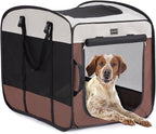 DONORO Dog Kennels and Crates for Medium Dogs, Portable Pop Up Indoor Pet Cage with Sturdy Wire Frame, Collapsible Travel Crate Soft Sided Cat Bag Escape Proof (Brown, 24.0" L x 16.0" W x 19.0" H)