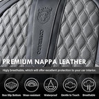 Coverado Car Seat Covers Full Set, Nappa Leather Seat Covers for Car, Waterproof Car Seat Protector with Lumbar Support, Automotive Seat Covers Universal Fit for Most Cars SUV Trucks (Black&Gray)