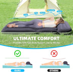KMZ SUV Air Mattress with 2 Pillows – Thickened and Flocked Car Bed – Portable Travel Pad for Camping & Road Trips – Quick Inflate & Deflate with External Pump – Navy Blue+Light Gray