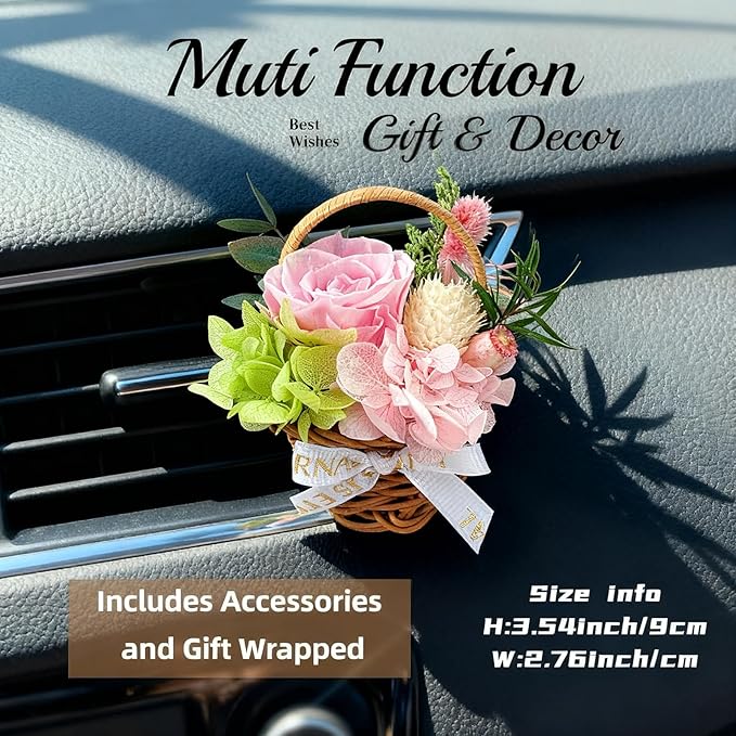 Small Bouquet Car Air Freshener Vent Clips Mini Fresh Flower Bouquet Air Conditioning Outlet Perfume Clip Decoration Essential Oil Diffuser Vent Clip Auto Interior Accessories for Car Decor