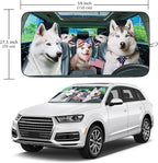 Funny Husky Driving Car Windshield Sun Shade Foldable Sunshade Front Window Cover Sun Visor Protector Accessories (59x27.5 inches)