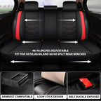 otoez Car Seat Covers Full Set, 5 Seats Leather Seat Cover for Car, Black Automotive Front and Back Seat Cushion Protector Waterproof and Non-Slip for Most Sedens Trucks SUVs, Black & Red