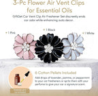 Cute Car Air Fresheners Vent Diffuser, 3-Pc Flower Air Vent Clips for Essential Oils, New Car Gifts for Teens and Women, Commuter Gifts, Gift Boxed