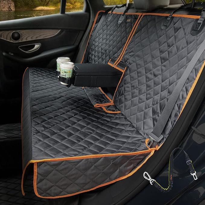 iBuddy Car Seat Cover Waterproof Back Seat Cover for Kids and Dogs Without Smell Heavy Duty and Nonslip Rear Seat Protector Non Stick Fur Bench Seat Cover for SUV Van Easy to Install Machine Washable