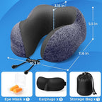 Travel Pillow, Travel Pillows for Sleeping Airplane, Neck Pillow Airplane, Memory Foam Neck Pillow Set with Eye Mask, Earplugs and Storage Bag -Mottled Blue
