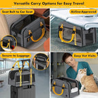 PAWZIDEA Center Console Dog Car Seat, Enclosed Small Dog Armrest Booster Carseat, Secure Straps &Anti Slip, Portable TSA Approved Puppy Pet Carrier Soft-Sided, Removable Pillow Storage Pocket, up 12lb