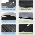 Seat Cushion Memory Foam with Ergonomic L-Shaped Extra Wide Support for Lower Back Relief, Comfort Cushion for Office Chair, Car Seat & Gaming Seat, Helps Sciatica Pain, Posture Improvement (Gray)