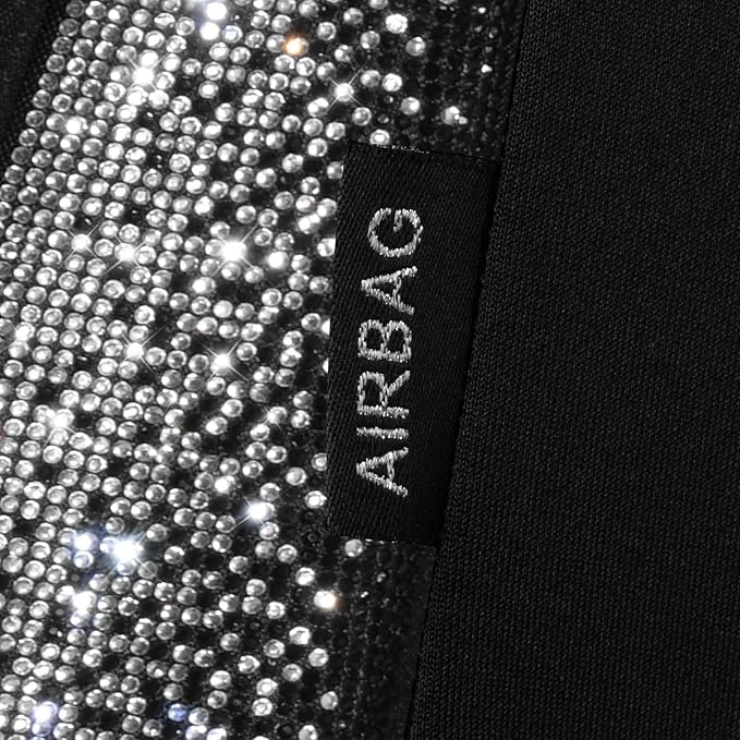 CAR PASS 3D Air Mesh Seat Covers for Cars, Bling Diamond Leather Foam Car Seat Covers for 2 Front Interior Sets, Automotive seat Covers Universal Fit Truck SUV Cute Women Girl, Black Silver Rhinestone