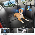 Back Seat Extender for Dogs Truck-Large Space, Dog Pet Seat Cover Back Seat Hard Bottom 500lb, Anti-scratch Dog Hammock for Crew Cab Trucks F150, RAM1500, Sierra, Tundra, Silverado, All Black